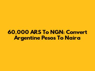 60,000 ARS To NGN: Convert Argentine Pesos To Naira