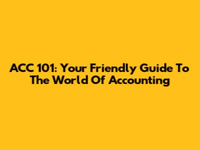 ACC 101: Your Friendly Guide To The World Of Accounting