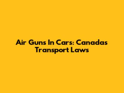 Air Guns In Cars: Canada's Transport Laws
