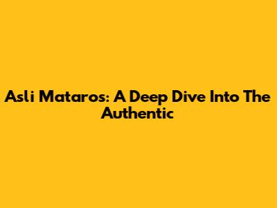 Asli Mataros: A Deep Dive Into The Authentic