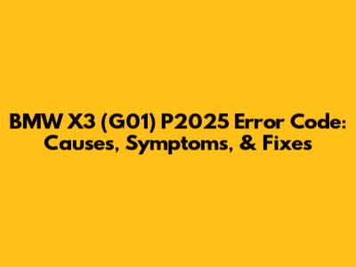 BMW X3 (G01) P2025 Error Code: Causes, Symptoms, & Fixes
