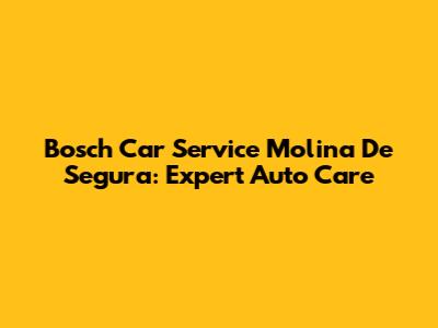 Bosch Car Service Molina De Segura: Expert Auto Care