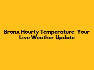 Bronx Hourly Temperature: Your Live Weather Update