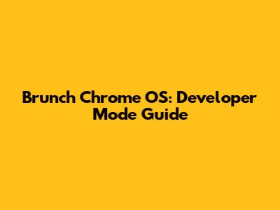 Brunch Chrome OS: Developer Mode Guide