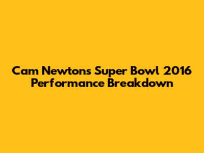 Cam Newton's Super Bowl 2016 Performance Breakdown