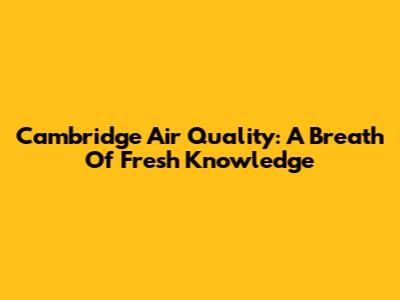 Cambridge Air Quality: A Breath Of Fresh Knowledge