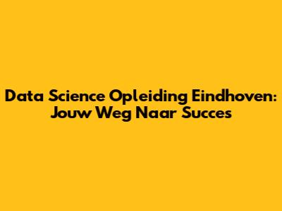 Data Science Opleiding Eindhoven: Jouw Weg Naar Succes