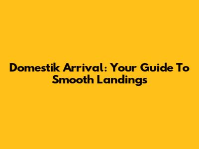 Domestik Arrival: Your Guide To Smooth Landings
