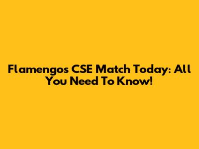 Flamengo's CSE Match Today: All You Need To Know!