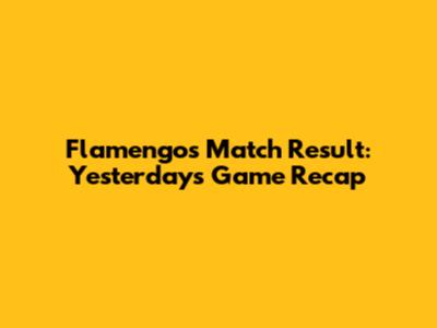 Flamengo's Match Result: Yesterday's Game Recap