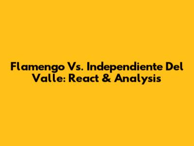 Flamengo Vs. Independiente Del Valle: React & Analysis