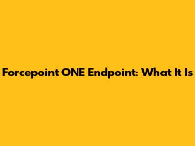 Forcepoint ONE Endpoint: What It Is