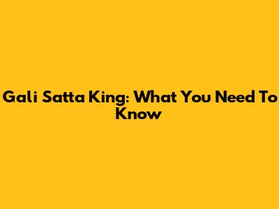 Gali Satta King: What You Need To Know