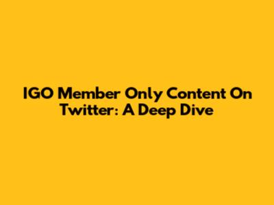 IGO Member Only Content On Twitter: A Deep Dive