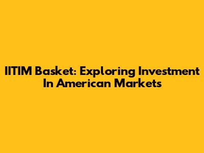 IITIM Basket: Exploring Investment In American Markets