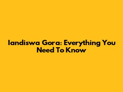 Iandiswa Gora: Everything You Need To Know