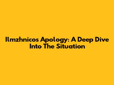 Ilmzhnico's Apology: A Deep Dive Into The Situation