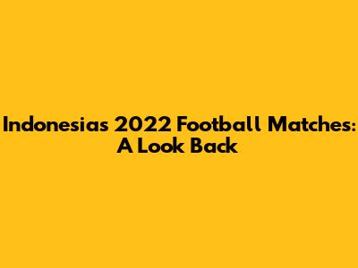 Indonesia's 2022 Football Matches: A Look Back