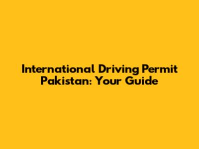 International Driving Permit Pakistan: Your Guide