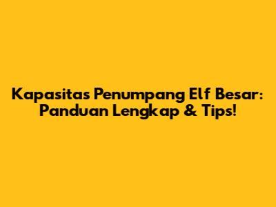 Kapasitas Penumpang Elf Besar: Panduan Lengkap & Tips!
