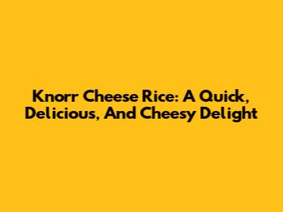 Knorr Cheese Rice: A Quick, Delicious, And Cheesy Delight