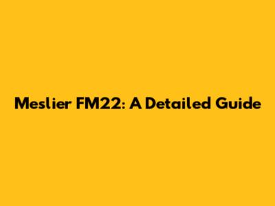 Meslier FM22: A Detailed Guide
