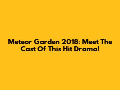 Meteor Garden 2018: Meet The Cast Of This Hit Drama!