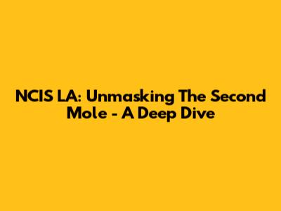 NCIS LA: Unmasking The Second Mole - A Deep Dive