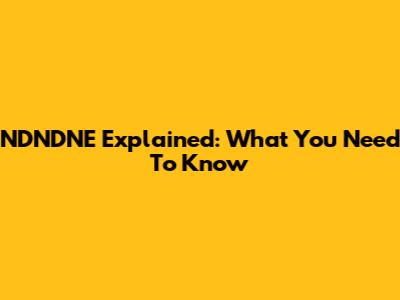 NDNDNE Explained: What You Need To Know