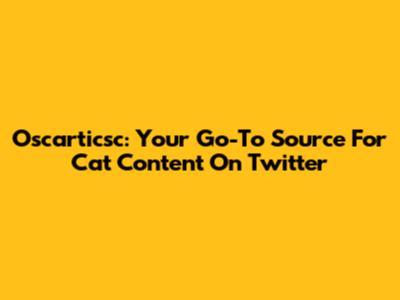 Oscarticsc: Your Go-To Source For Cat Content On Twitter