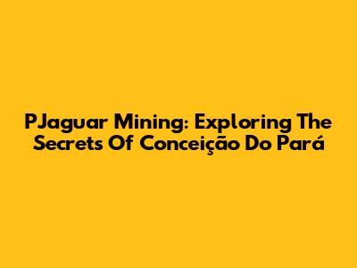 PJaguar Mining: Exploring The Secrets Of Conceição Do Pará