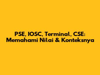 PSE, IOSC, Terminal, CSE: Memahami Nilai & Konteksnya
