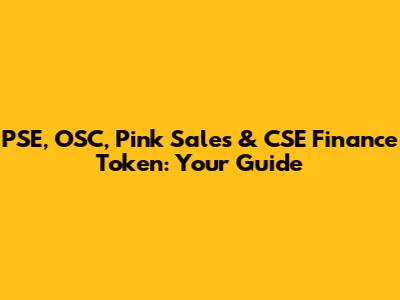PSE, OSC, Pink Sales & CSE Finance Token: Your Guide