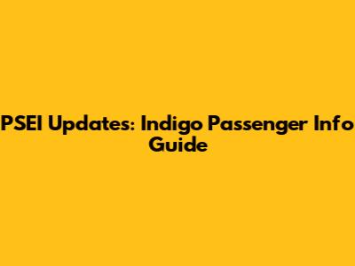 PSEI Updates: Indigo Passenger Info Guide