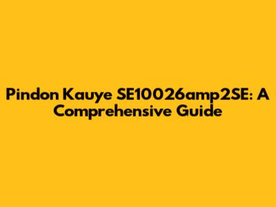 Pindon Kauye SE10026amp2SE: A Comprehensive Guide