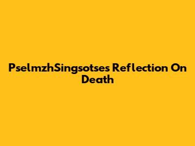 PselmzhSingsotse's Reflection On Death