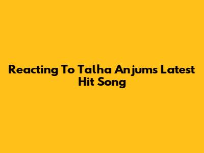 Reacting To Talha Anjum's Latest Hit Song