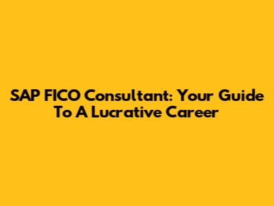 SAP FICO Consultant: Your Guide To A Lucrative Career
