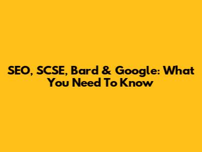 SEO, SCSE, Bard & Google: What You Need To Know