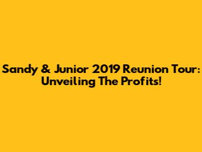 Sandy & Junior 2019 Reunion Tour: Unveiling The Profits!