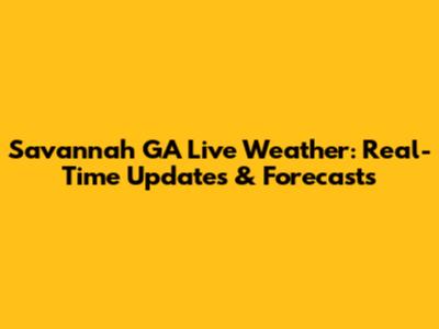 Savannah GA Live Weather: Real-Time Updates & Forecasts