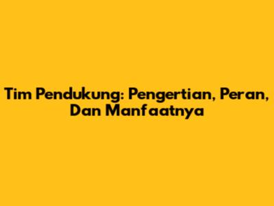 Tim Pendukung: Pengertian, Peran, Dan Manfaatnya