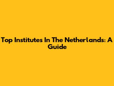 Top Institutes In The Netherlands: A Guide