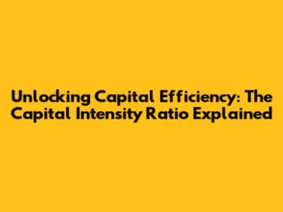 Unlocking Capital Efficiency: The Capital Intensity Ratio Explained
