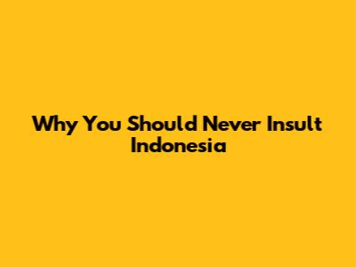 Why You Should Never Insult Indonesia