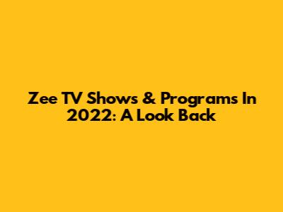 Zee TV Shows & Programs In 2022: A Look Back